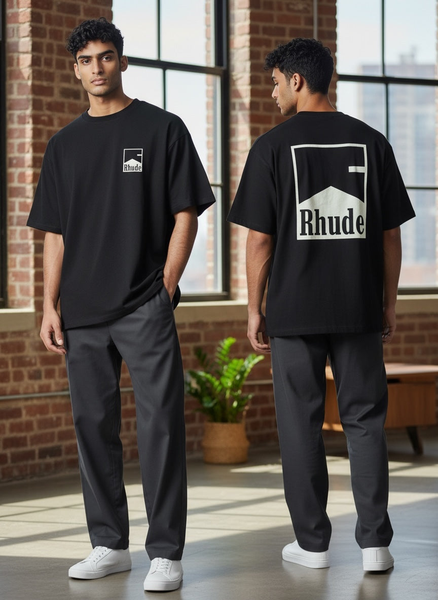 Rhude Black Graphic Crewneck T-Shirt
